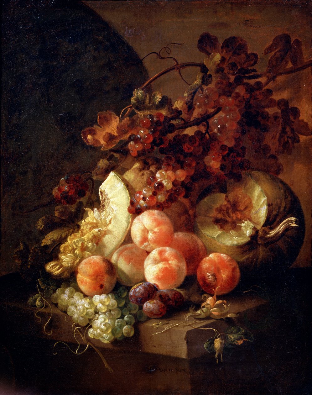 Stilleben med fersken, slutten av 1600-tallet eller begynnelsen av 1700-tallet. av Jan Frans van Son