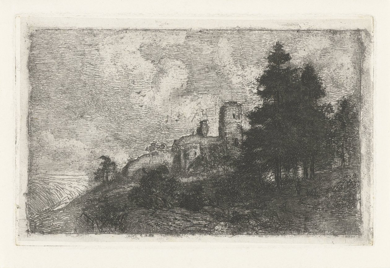 Kupert landskap med ruin av Jan Frederik van Deventer