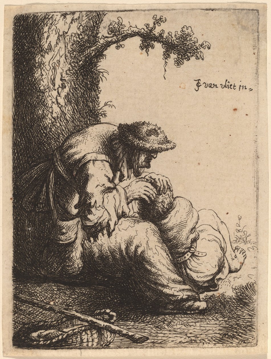 Tiggerkvinne som flykter fra en gutt, 1632. av Jan Georg van Vliet