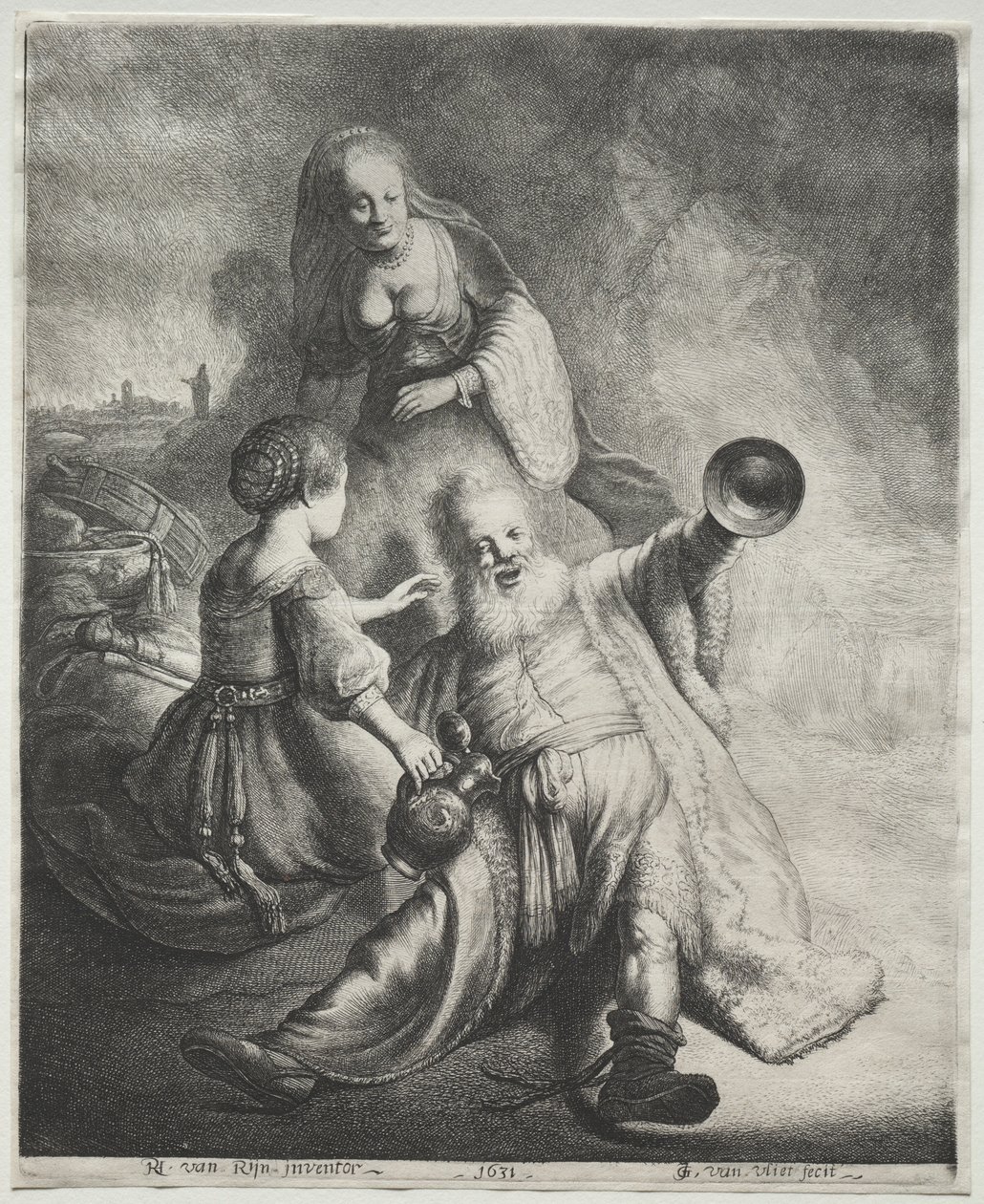 Lot og hans døtre, 1600-tallet. av Jan Georg van Vliet