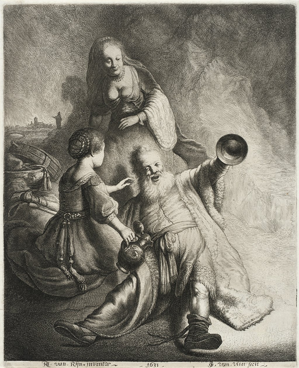 Lot og hans døtre, 1631 av Jan Georg van Vliet