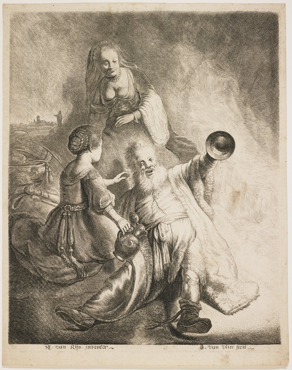 Lot og hans døtre, 1631 av Jan Georg van Vliet