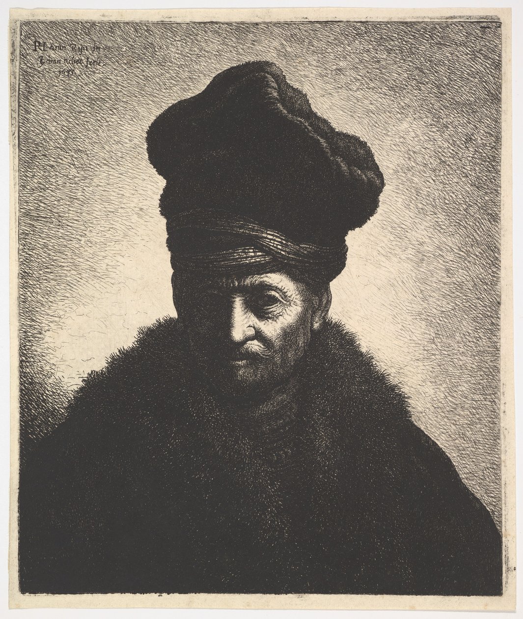 Portrett av en mann, etter Rembrandt, 1633. av Jan Georg van Vliet