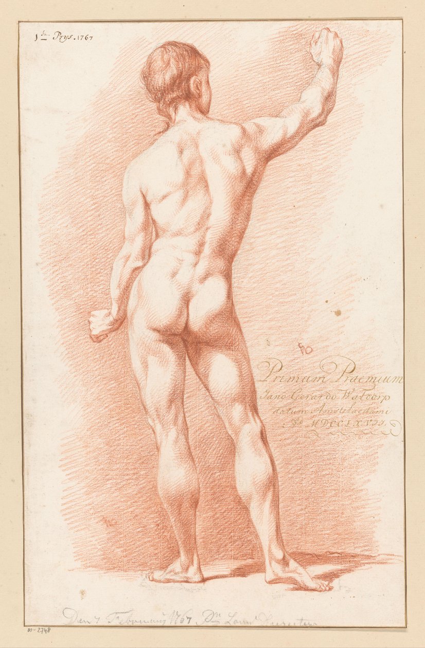 Stående naken mann, sett bakfra (1. premie 1767) av Jan Gerard Waldorp