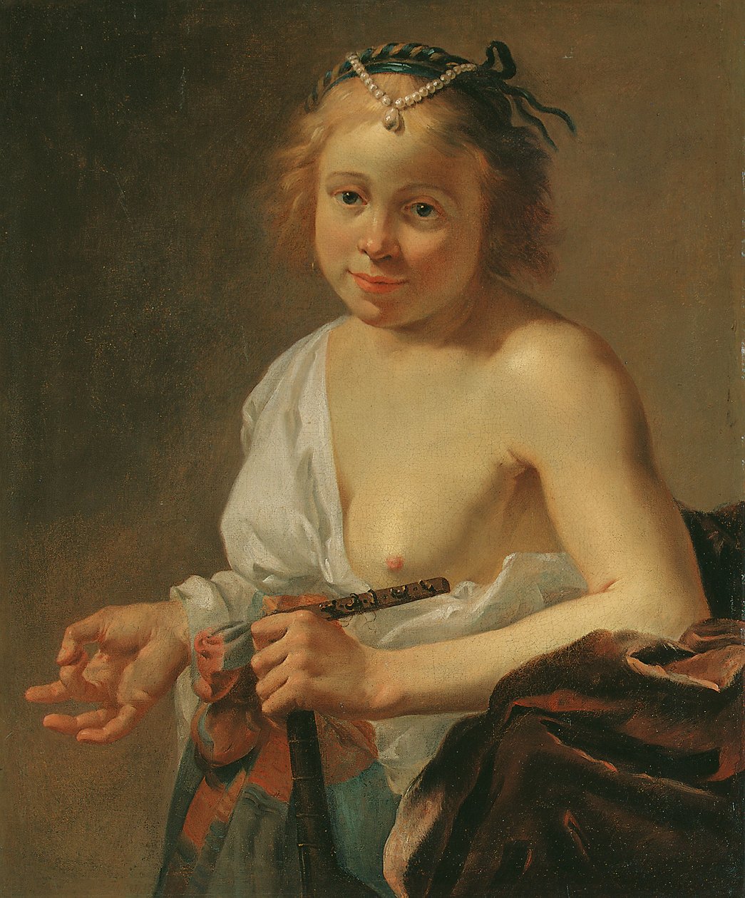 En kurtisane med en lutt av Jan Gerritsz. van Bronckhorst