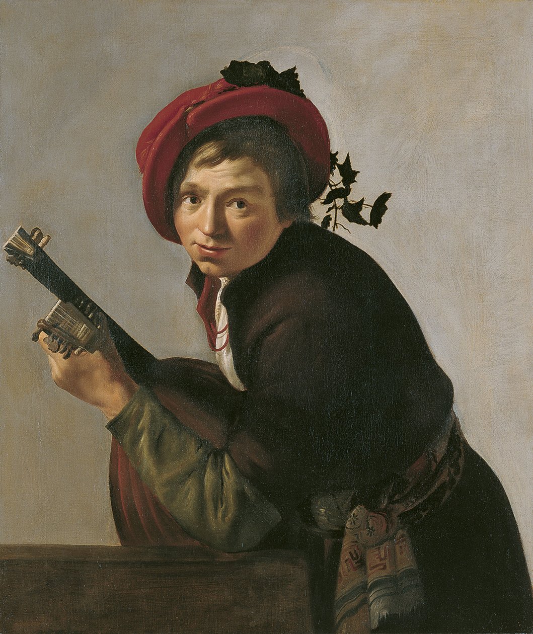 Ung mann som spiller en teorbo av Jan Gerritsz van Bronckhorst