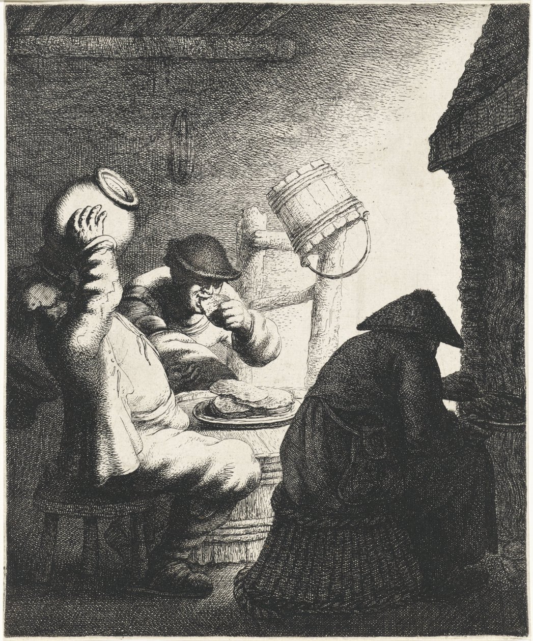 Figurer spiser pannekaker i et interiør Smak De fem sansene (serietittel) av Jan Gillisz. van Vliet