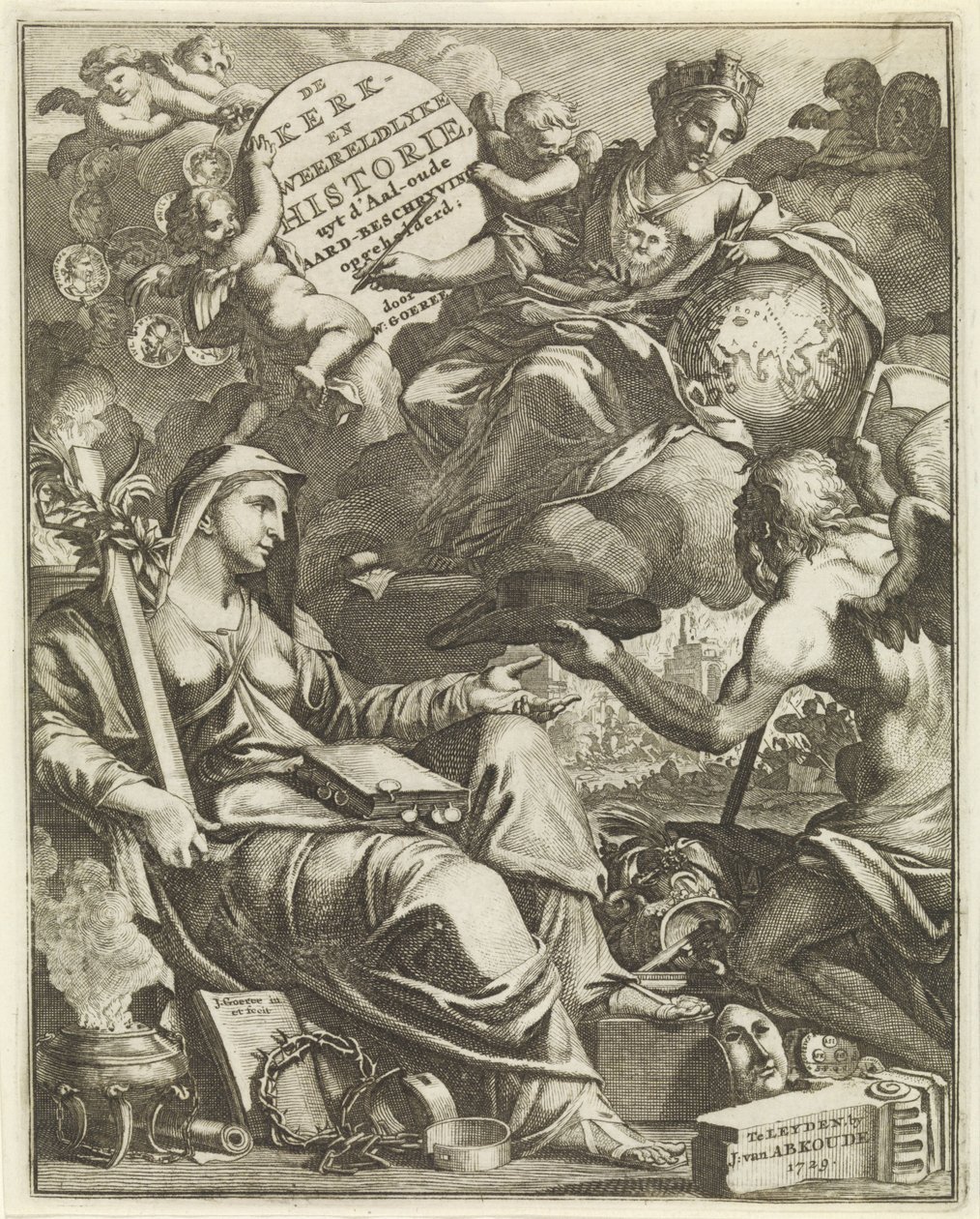 Allegori om kirke og verdenshistorie Tittelside for Willem Goeree, De kerklyke en Weereldlyke historien. 1729 Kirken og verdenshistorien uyt d