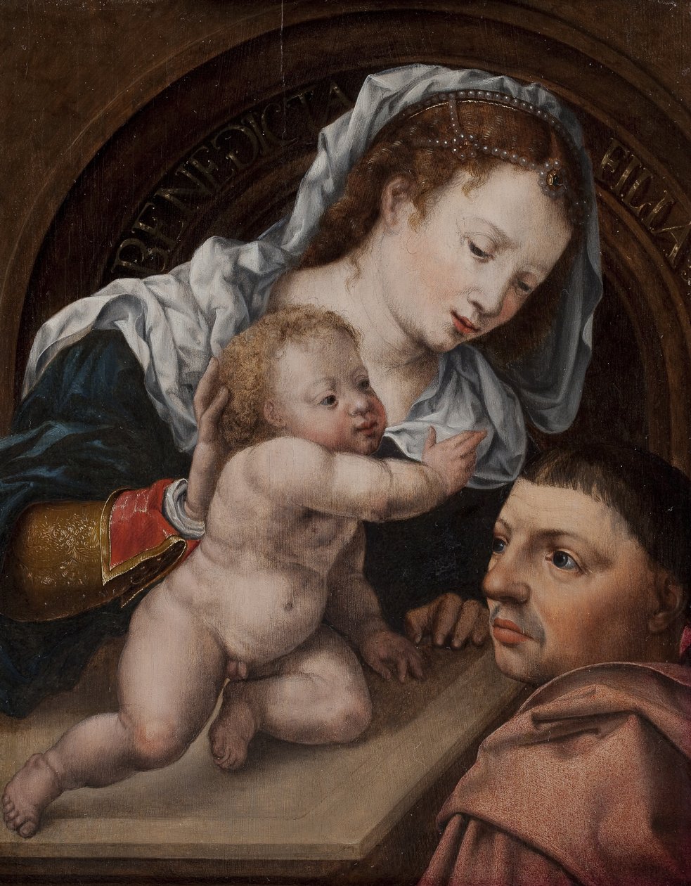 Maria med Jesusbarnet og giver av maleriet av Jan Gossaert