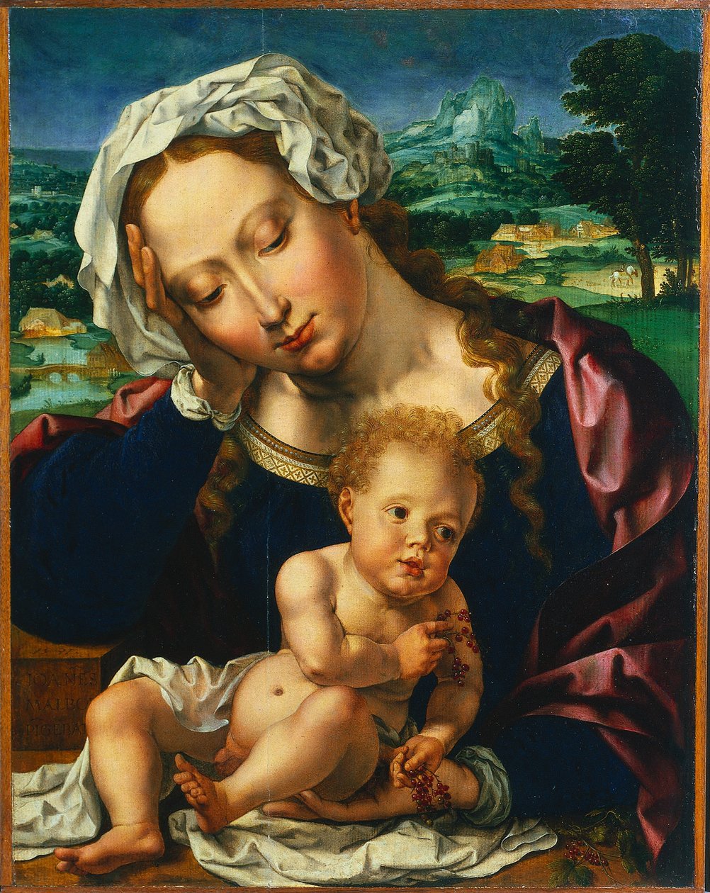 Jomfru og barn i et landskap av Jan Gossaert