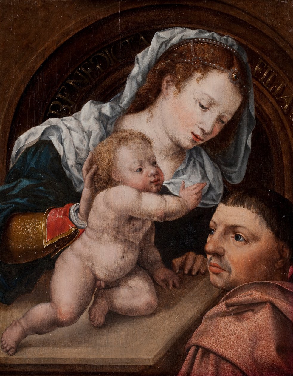 Maria med Jesusbarnet og giver av maleriet av Jan Gossaert