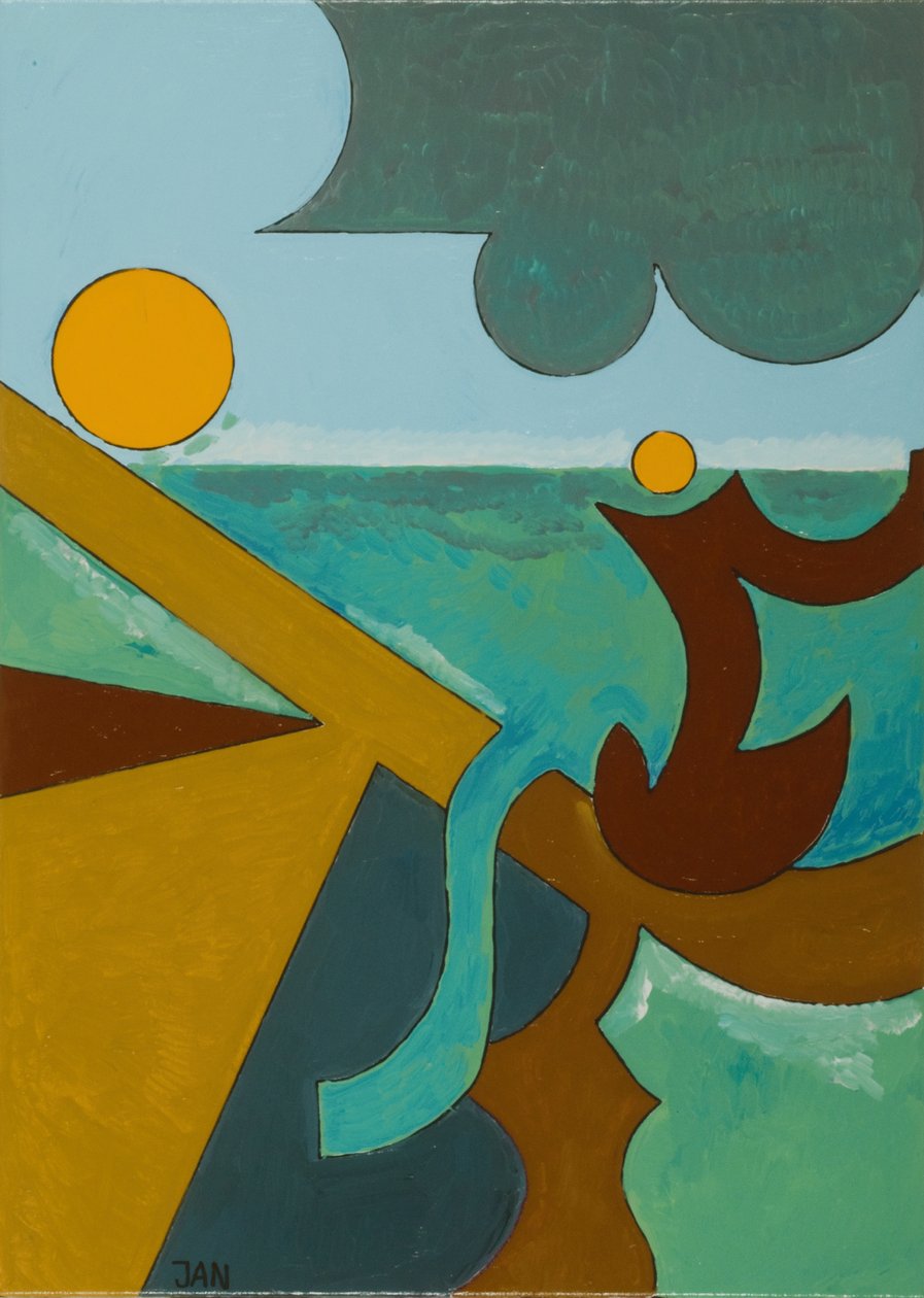 Angler in Combat with a big Fish, 2009 (olje på lerret) av Jan Groneberg