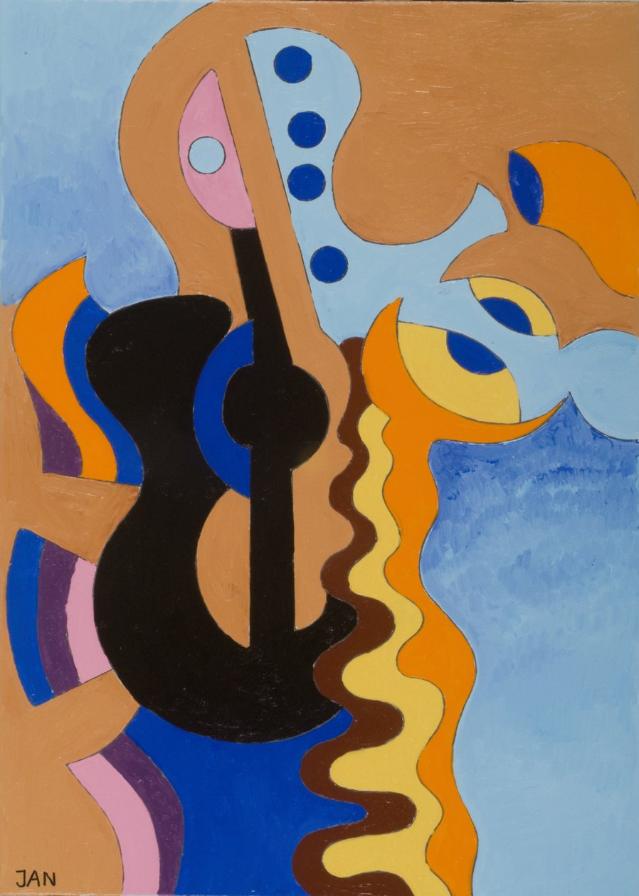 Black Guitar, 2009 (olje på lerret) av Jan Groneberg