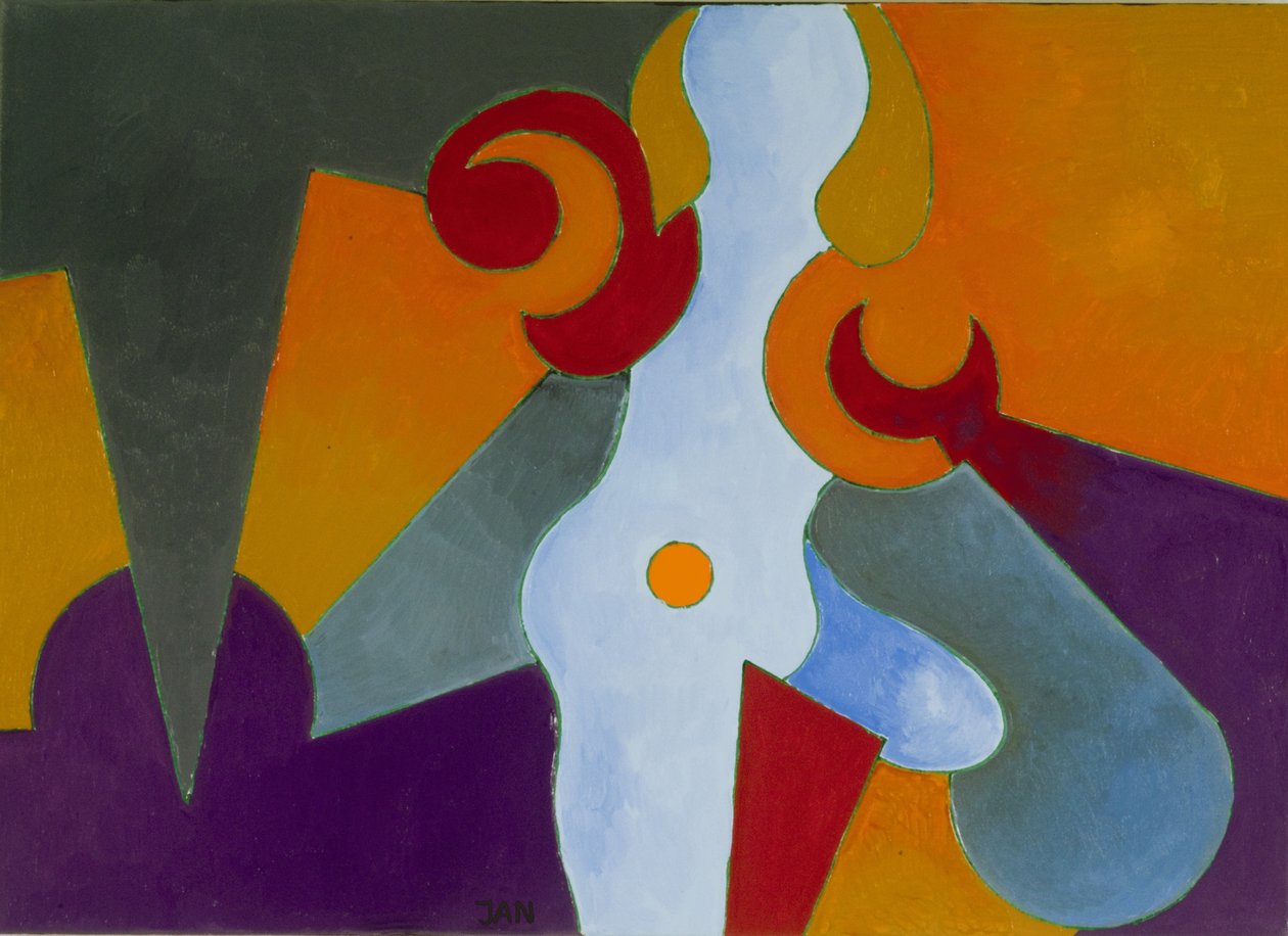 Blue Pin-Up Girl, 2009 (olje på lerret) av Jan Groneberg
