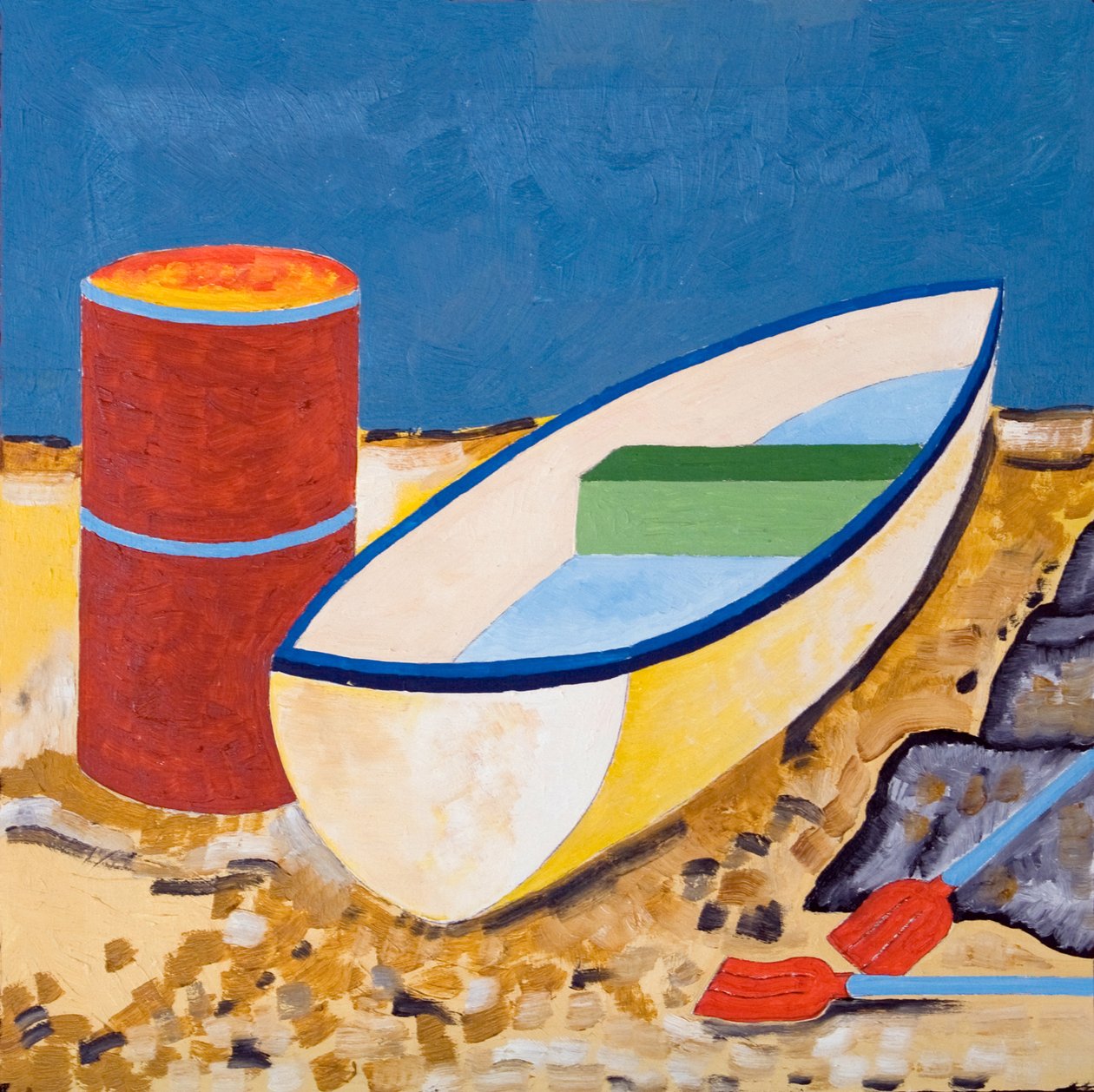 Boat and Barrel, 2005 (olje på tre) av Jan Groneberg
