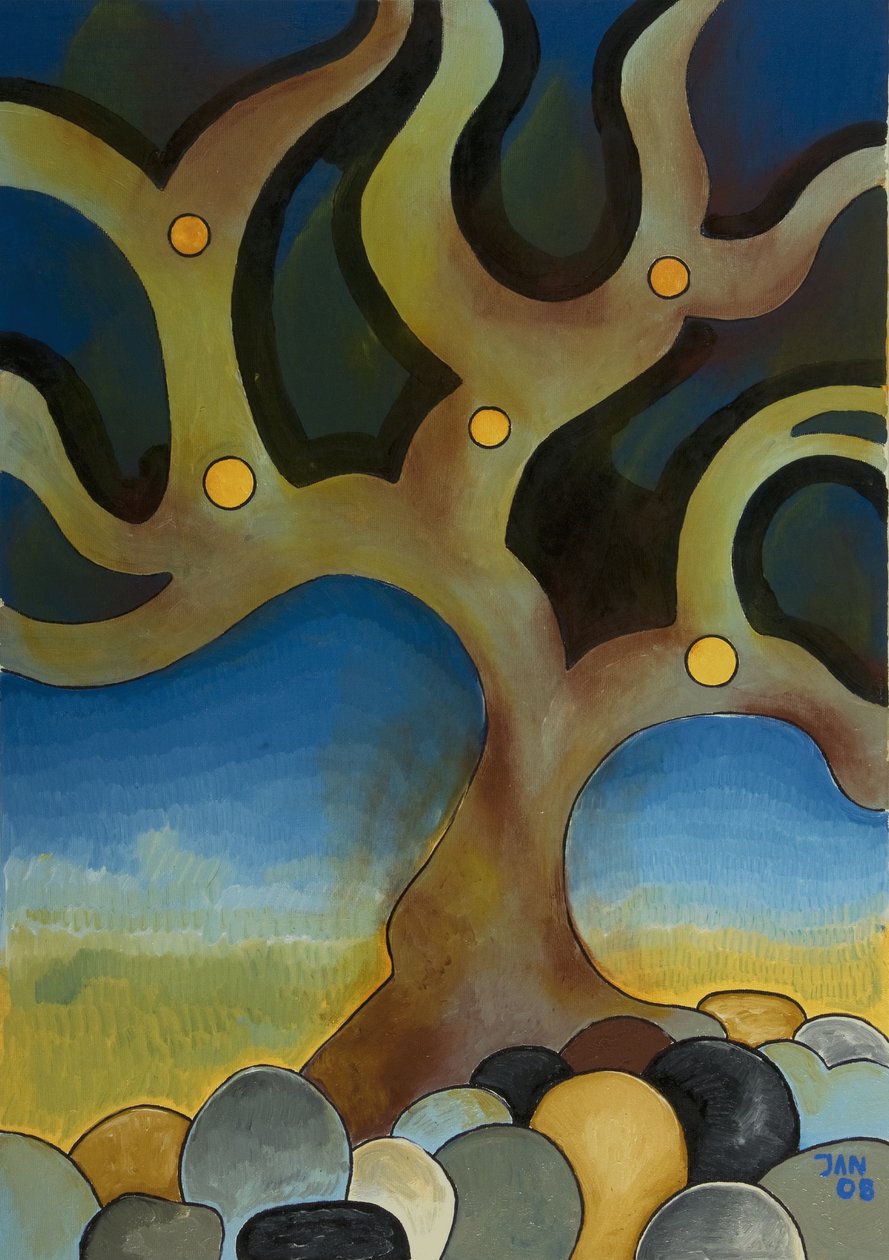 Burnt Tree, 2008 (olje på lerret) av Jan Groneberg