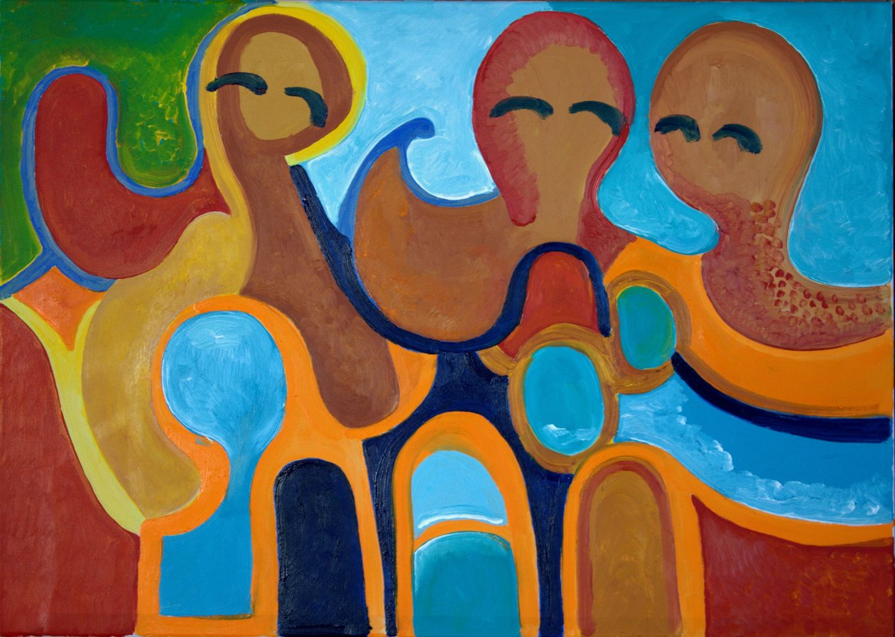Girls at the Riverside, 2009 (olje på lerret) av Jan Groneberg