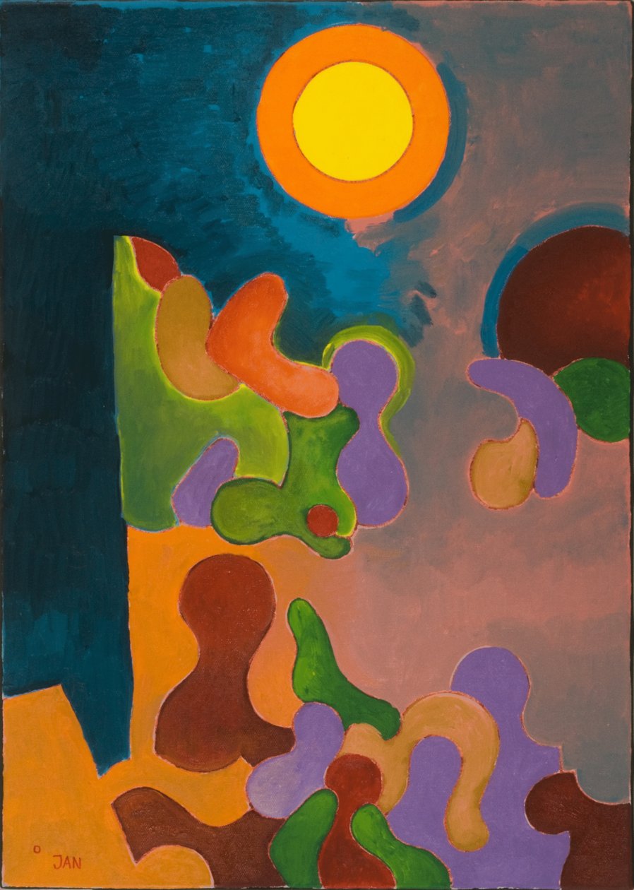 Bestemor forteller Stories in the Twilight, 2009 (olje på lerret) av Jan Groneberg