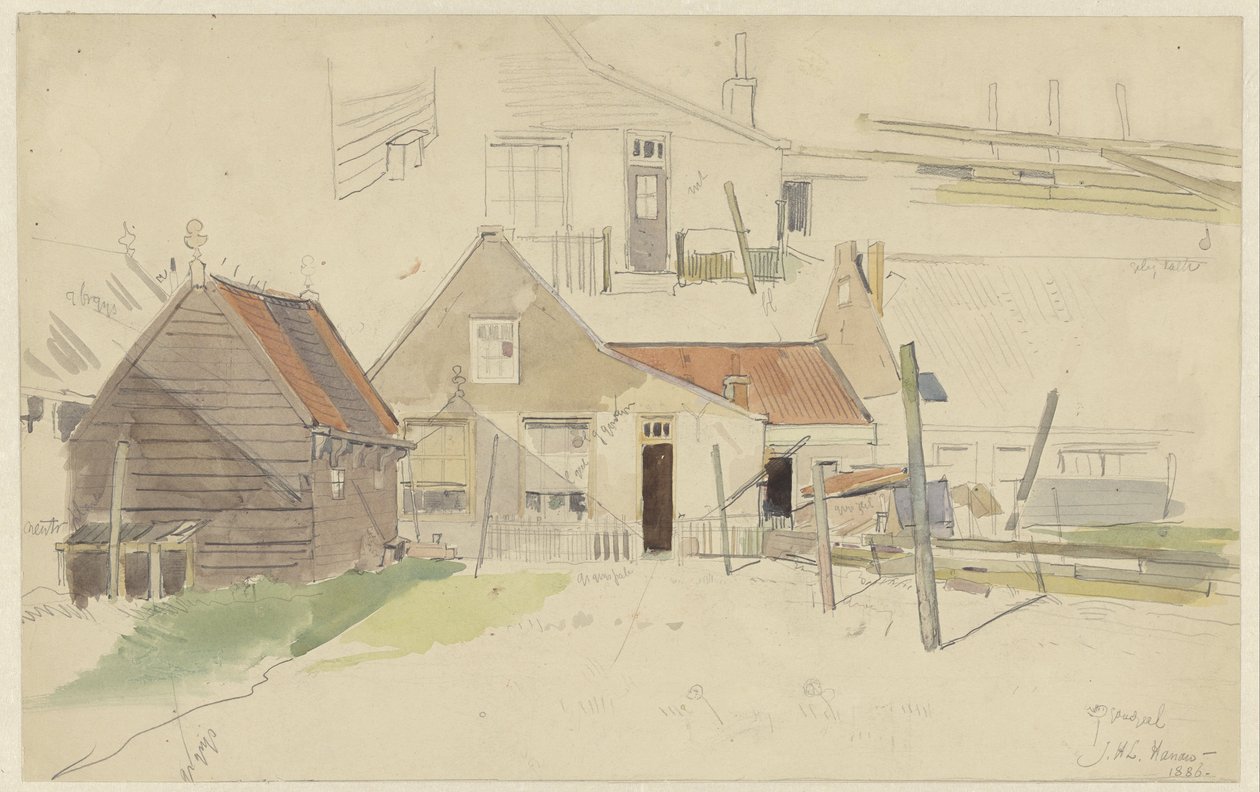 Studier av hus i Vinkenbuurt, Amsterdam av Jan H.L. Hanau