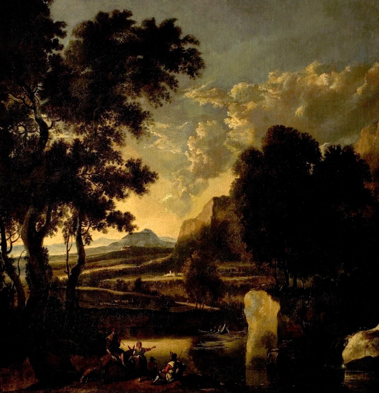 Landskap med figurer i forgrunnen av Jan Hackaert
