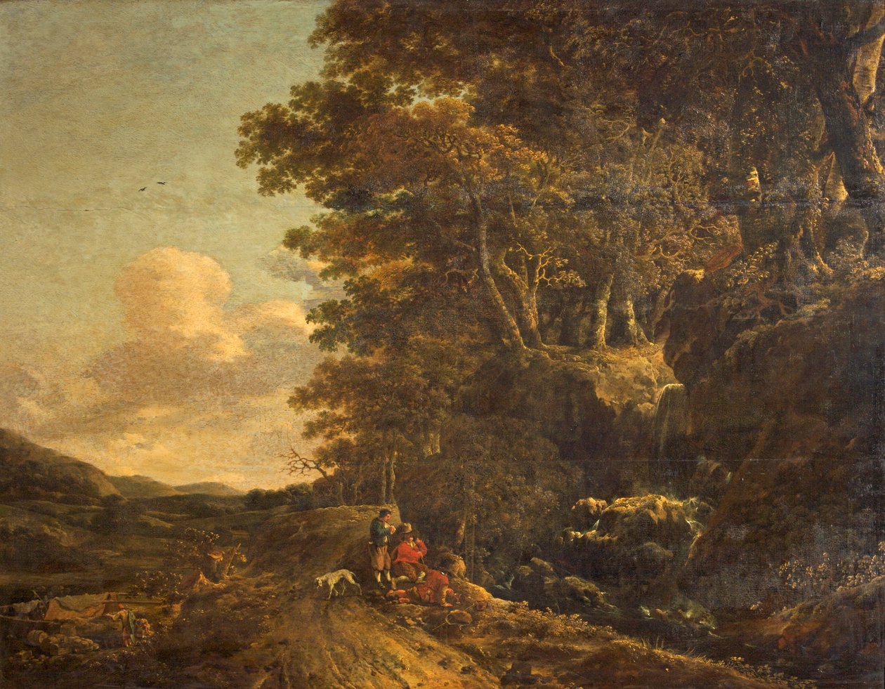 Landskap med foss, ca. 1685-85 av Jan Hackaert
