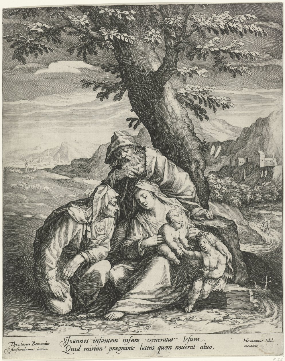 Hellig familie med Elizabeth og døperen Johannes av Jan Harmensz. Muller