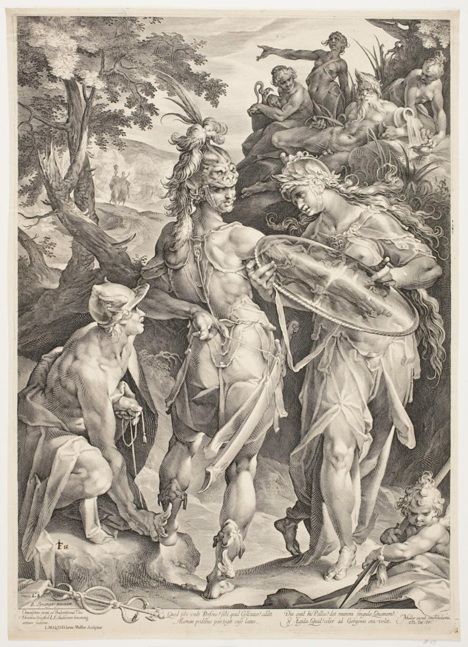 Minerva og Mercury bevæpner Perseus for hans møte med Medusa av Jan Harmensz. Muller