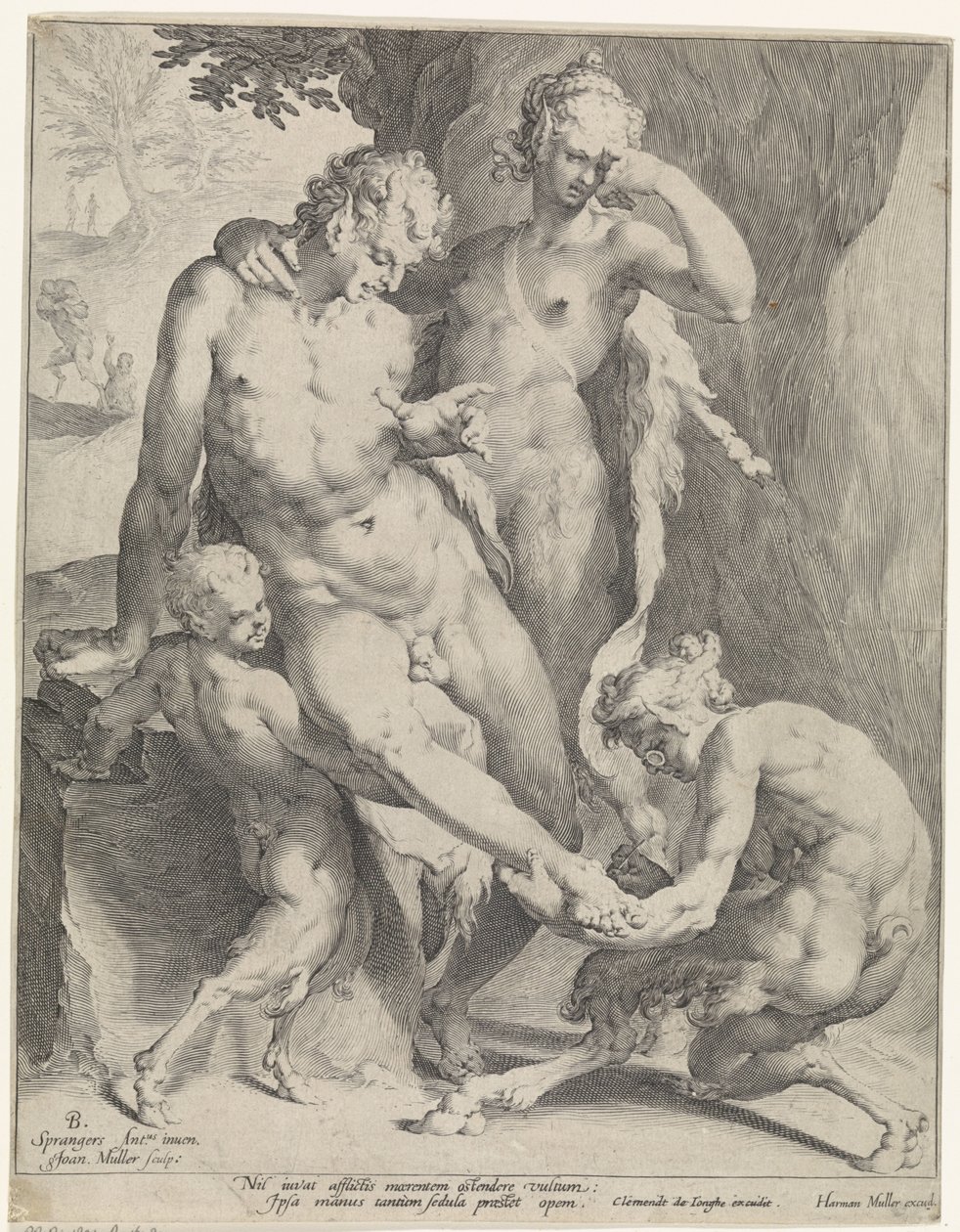 Oreaden fjerner en torn fra en satyrfot av Jan Harmensz. Muller
