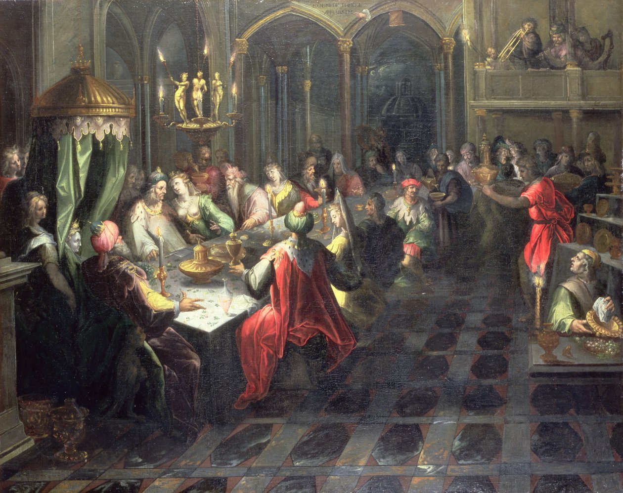 Belsasars fest, ca. 1600 av Jan Harmensz. Mutter