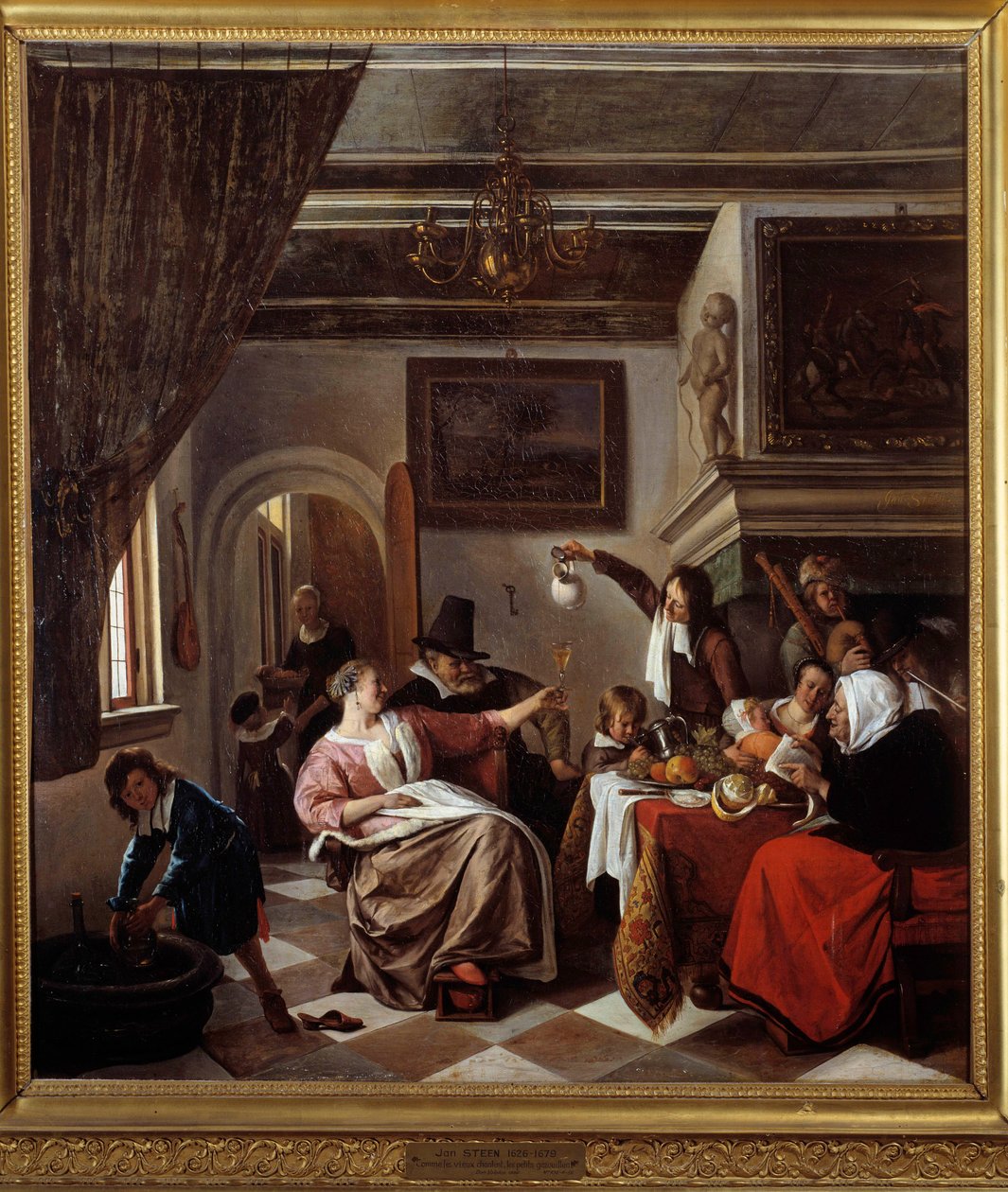 Som de gamle synger, tvitrer de små Maleri av Jan Steen (1626-1679) 1663 Søn. 0,94x0,81 m Montpellier, Musee Fabre av Jan Havicksz. Steen