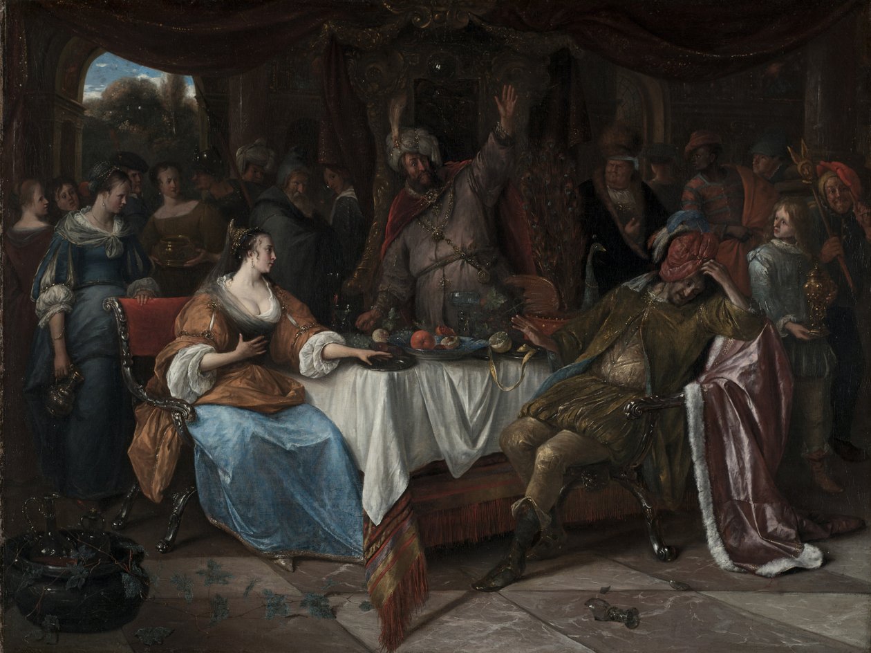 Ester, Ahasverus og Haman, ca. 1668 av Jan Havicksz. Steen