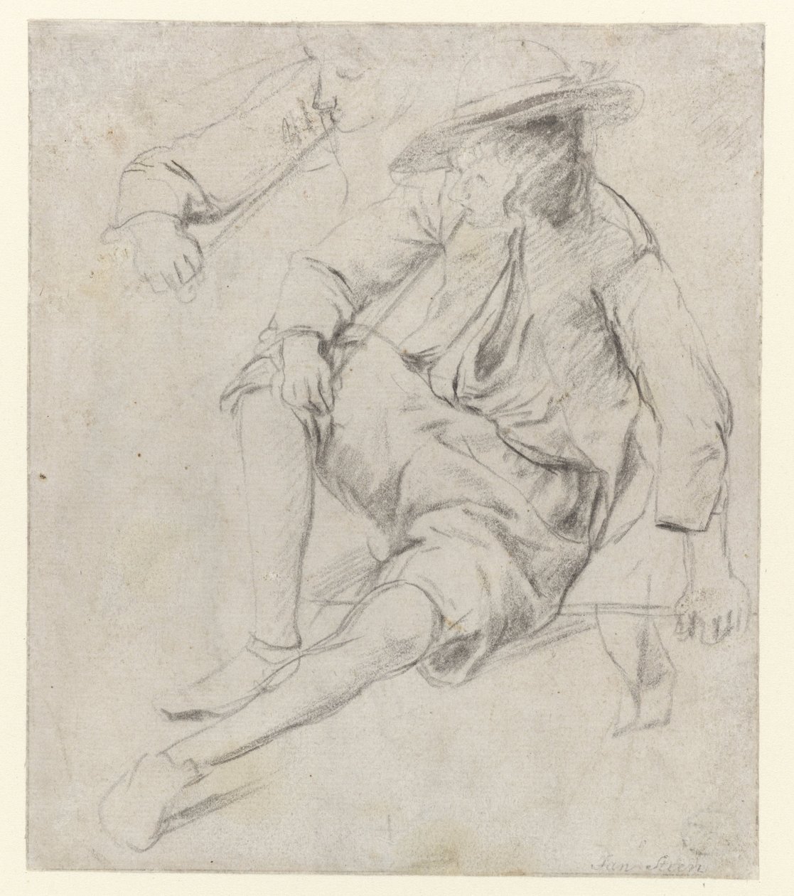 Studie av en sittende mann som røyker en pipe av Jan Havicksz. Steen