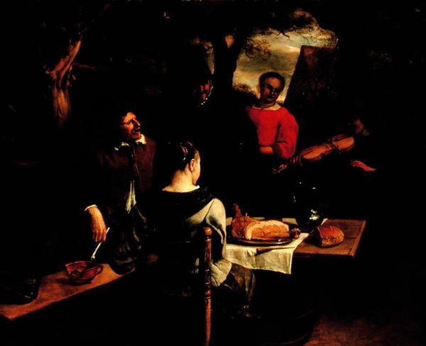 The Meal or The Young Fiolinist, ca. 1650-60 (panel) av Jan Havicksz. Steen