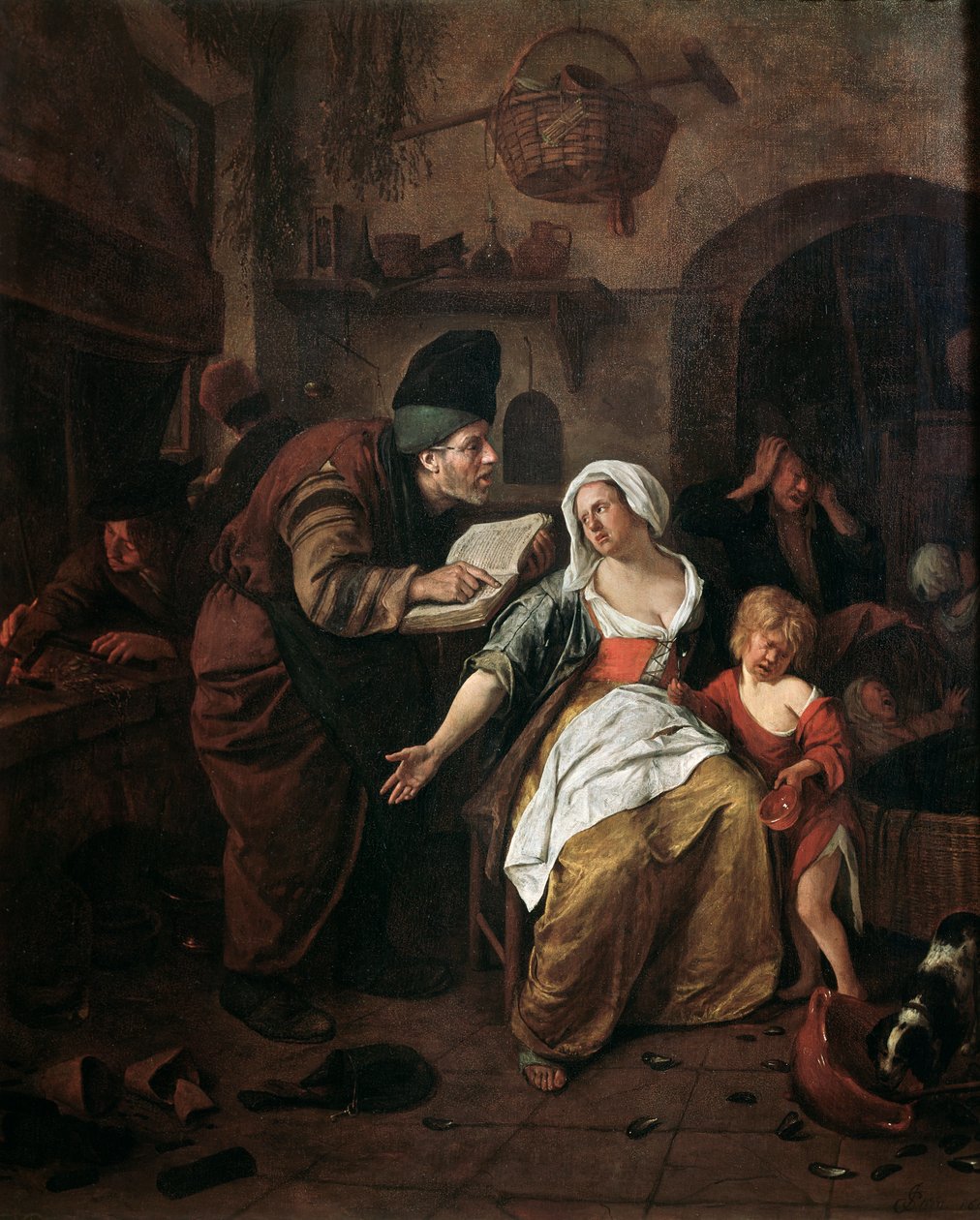 Alkymisten, detalj (olje på lerret av Jan Havicksz. Steen