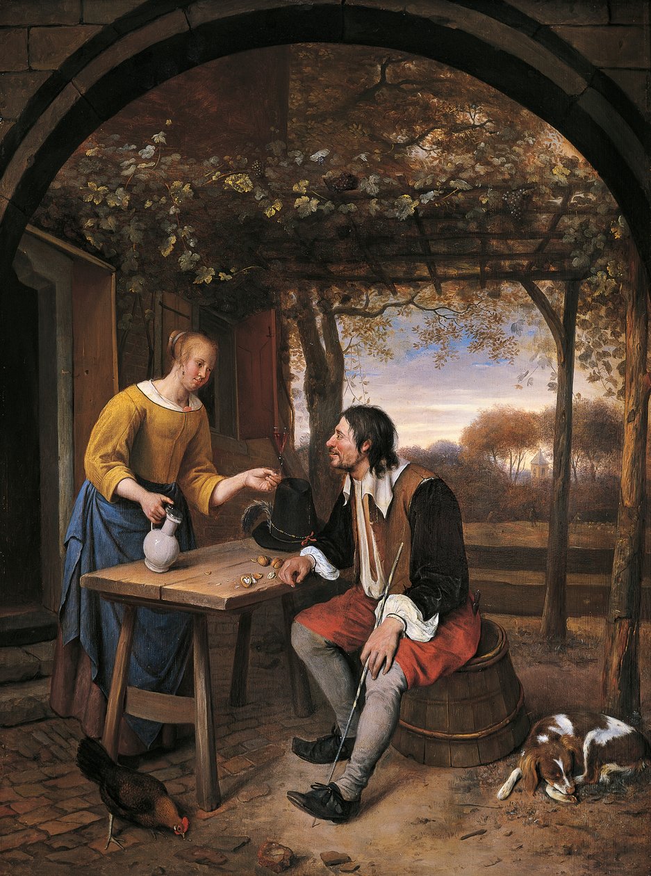 Reisendes hvile, av Jan Steen (1626-1679) av Jan Havicksz. Steen