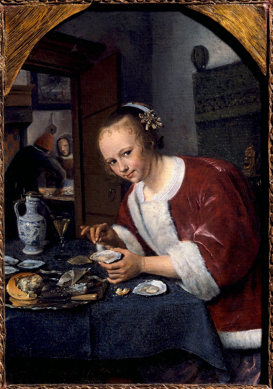 Ung pike spiser østers Maleri av Jan Steen (1626-1679) Søn. 0,14x0,2 m Haag. Mauritshuis av Jan Havicksz. Steen