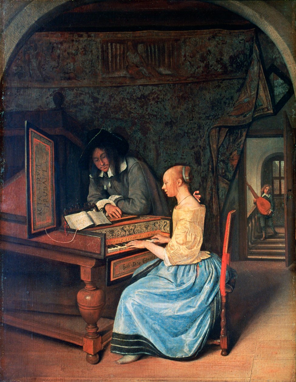 En ung kvinne som spiller cembalo, c1659 av Jan Havickszoon Steen