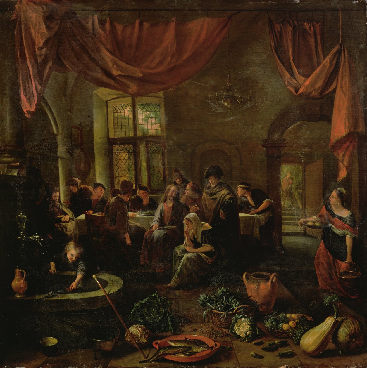 Kristus i huset til Marta og Maria, ca. 1655 av Jan Havickszoon Steen