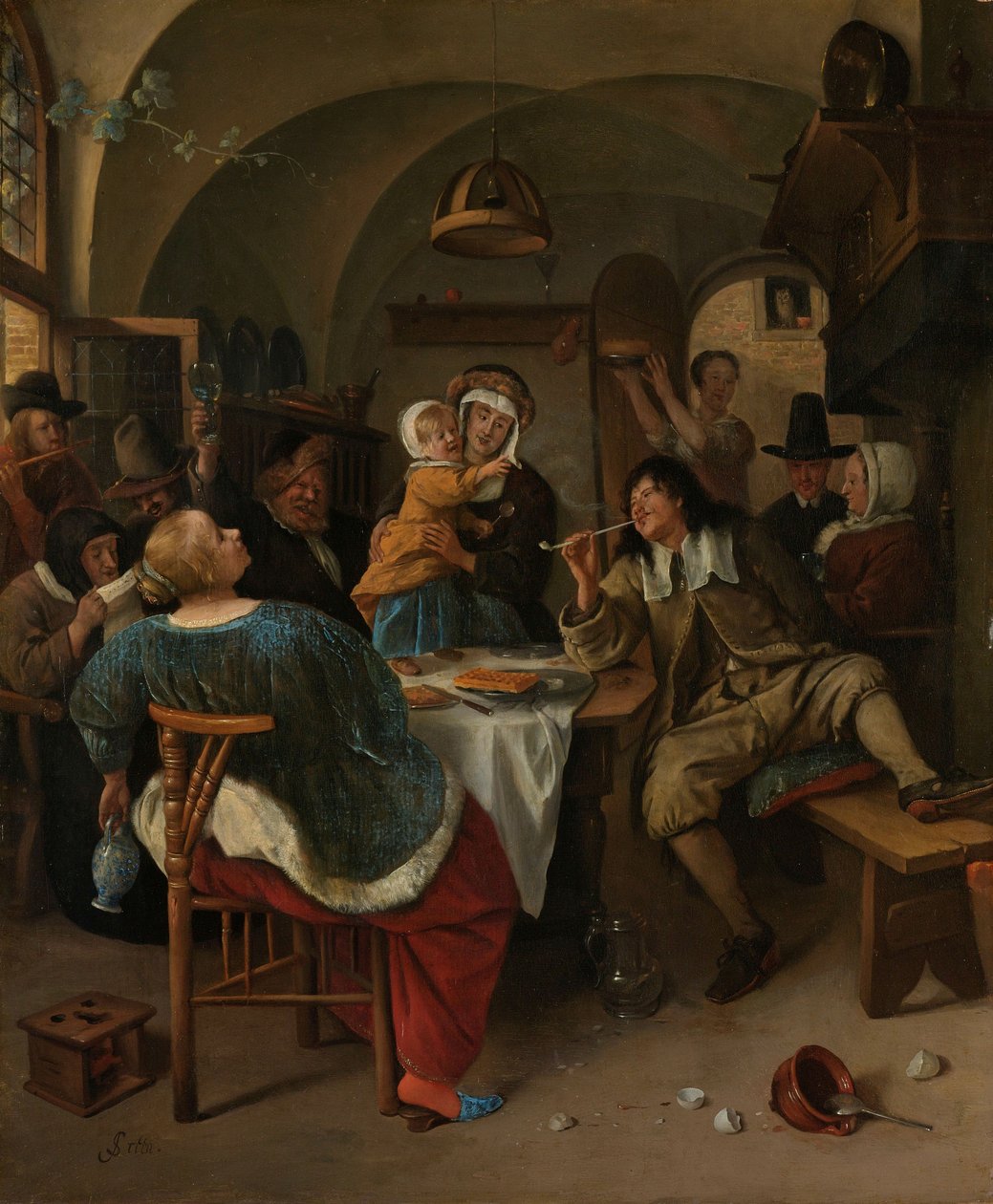 Familiescene, 1660-79 av Jan Havickszoon Steen