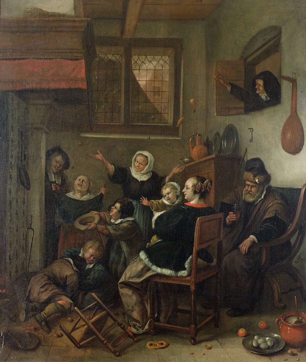 Interiørscene, ca.1660-70 av Jan Havickszoon Steen