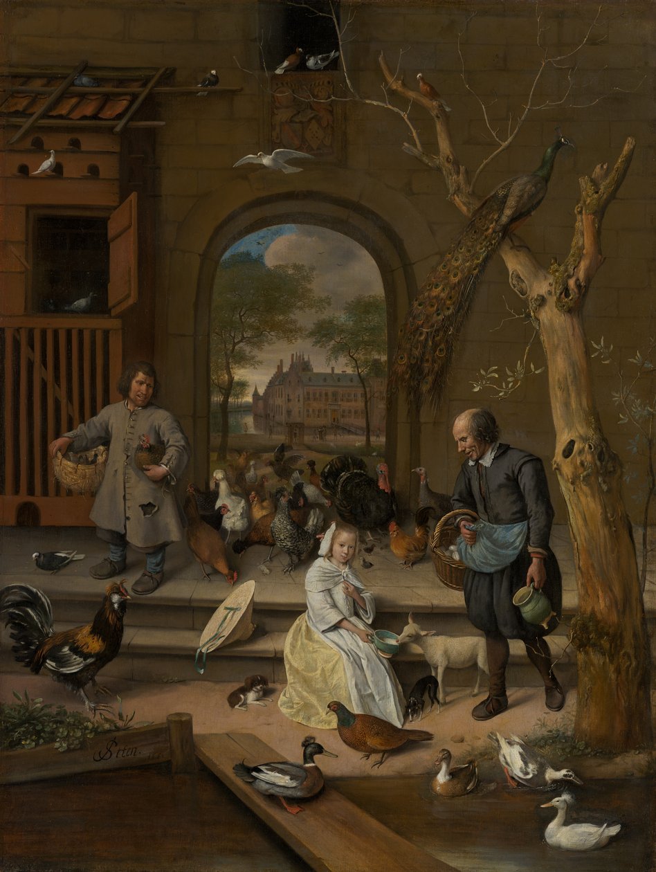 Portrett av Jacoba Maria van Wassenaer (1654-1683), kjent som The Poultry Yard, 1660 av Jan Havickszoon Steen
