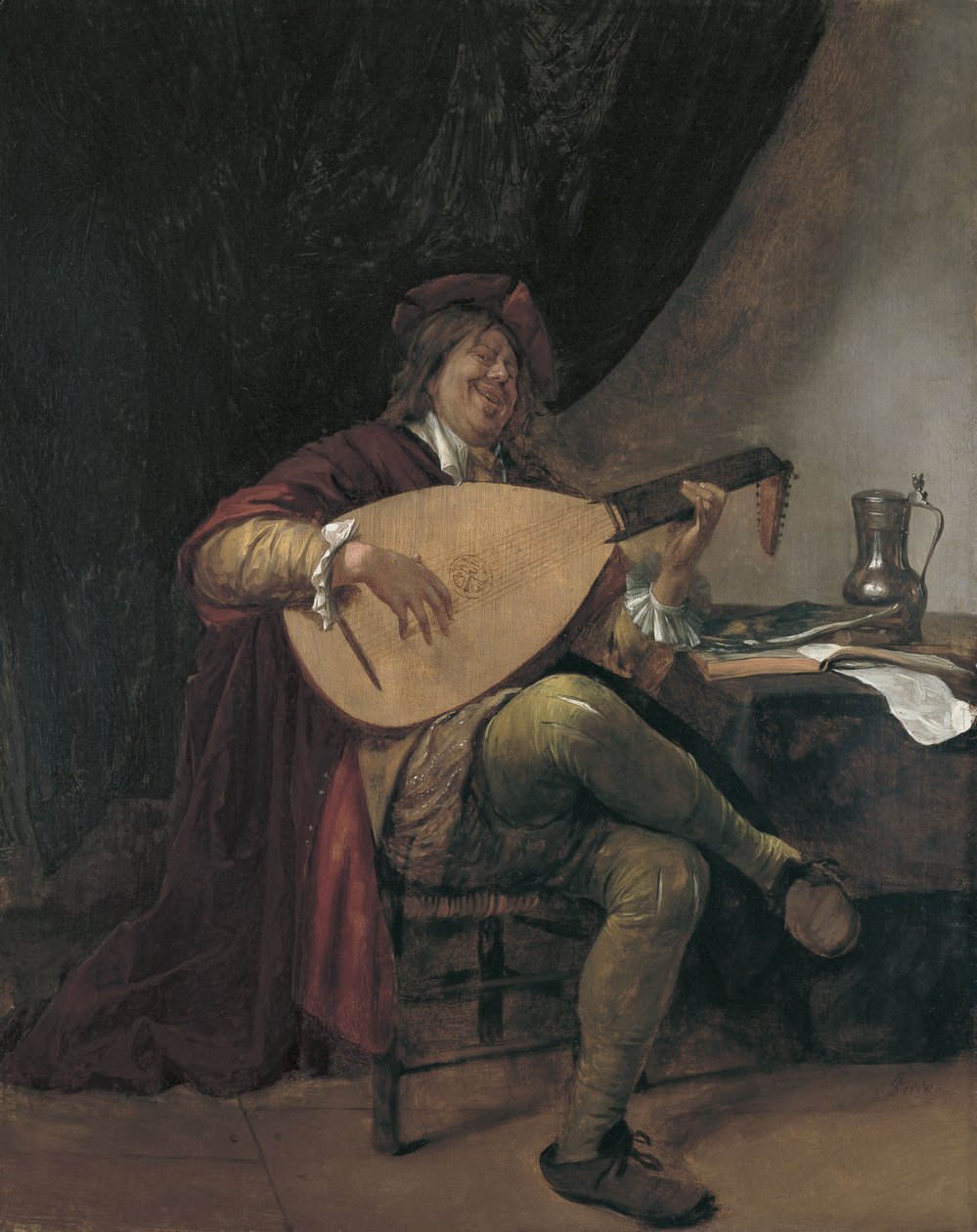 Selvportrett som spiller lut, ca 1665 av Jan Havickszoon Steen