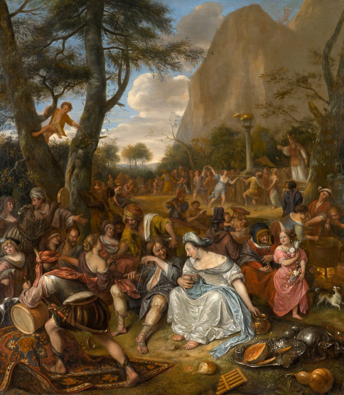 Tilbedelsen av gullkalven, ca. 1672-1675 av Jan Havickszoon Steen