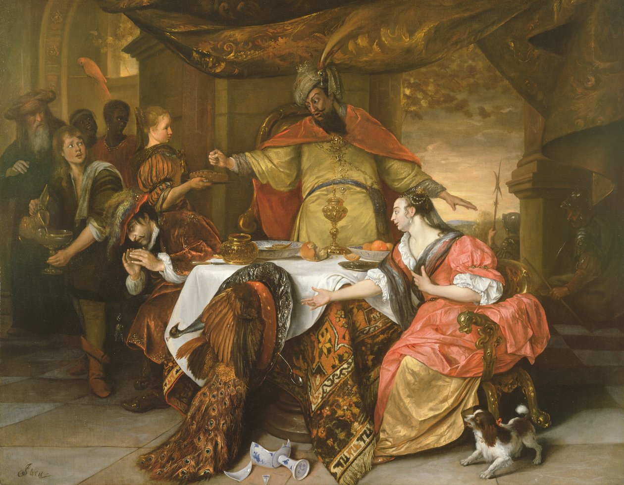 Ahasverus' vrede, ca. 1670 av Jan Havickszoon Steen