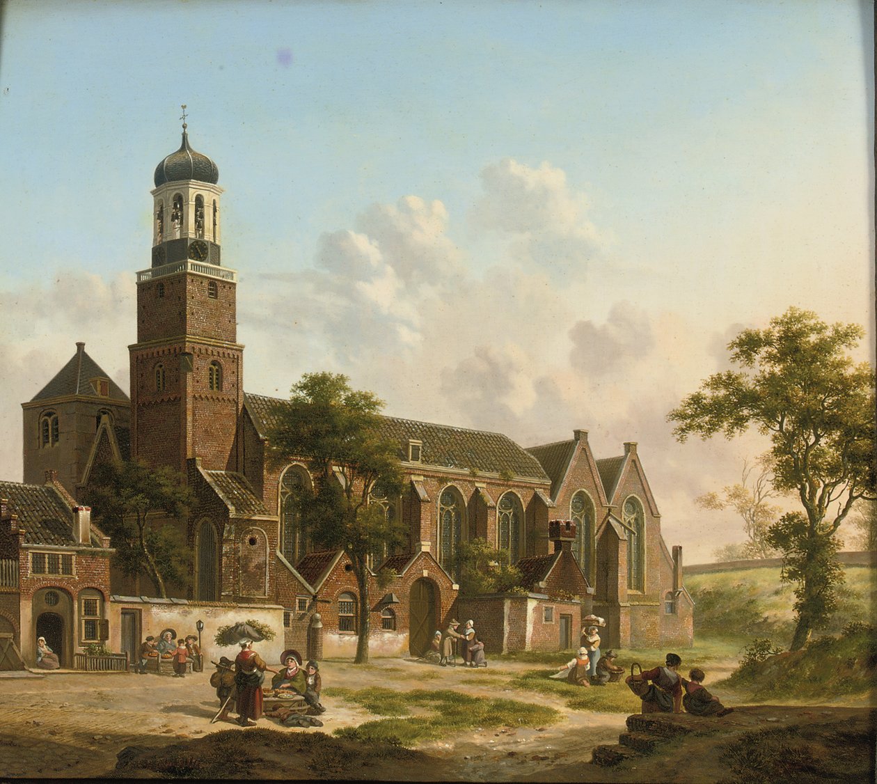 Byfolk i nærheten av Nicolaikerk, Utrecht av Jan Hendrik Verheyen