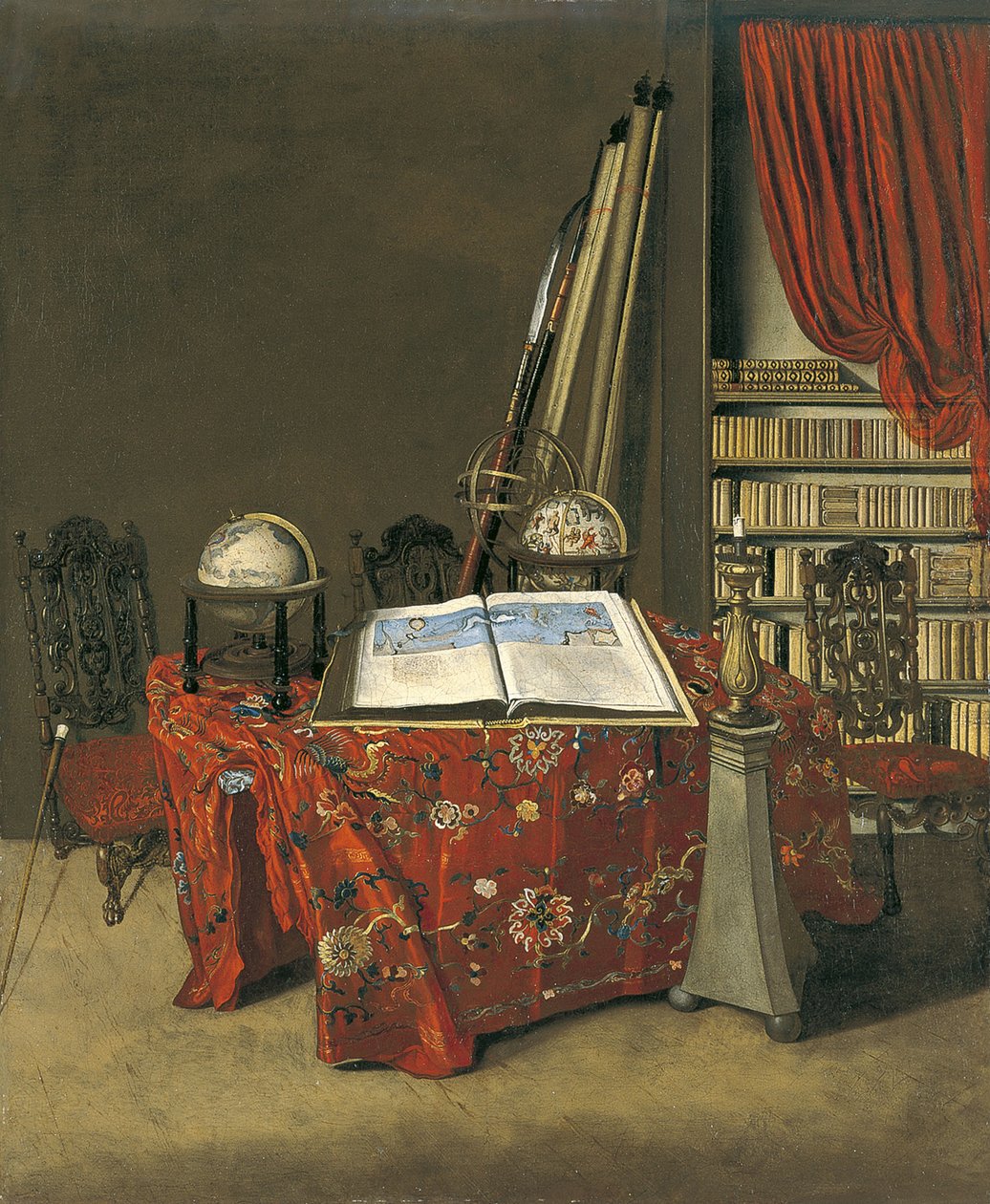 Hjørne av et bibliotek, 1711 av Jan Heyden van der