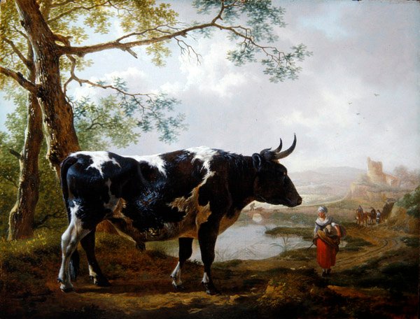 En prisokse i et frodig landskap (olje på panel) av Jan II Kobell