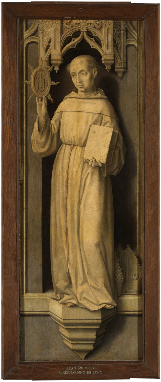 ""Saint Bernardino of Siena (1380-1444)"" (Saint Bernardino of Siena) Maleri av Jan Provost (Provoost) (1465-1529) - c 1510 - Olje på tre Dim 123x45 cm Museo del Prado, Madrid av Jan II Provost
