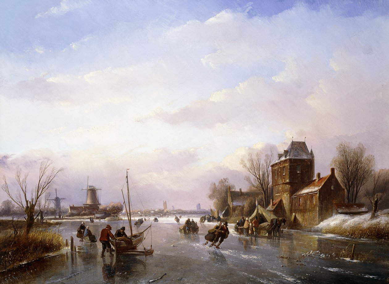 Skatere i et frossent landskap, av Jan Jacob Spohler