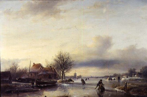 Vinterlandskap (panel) av Jan Jacob Spohler